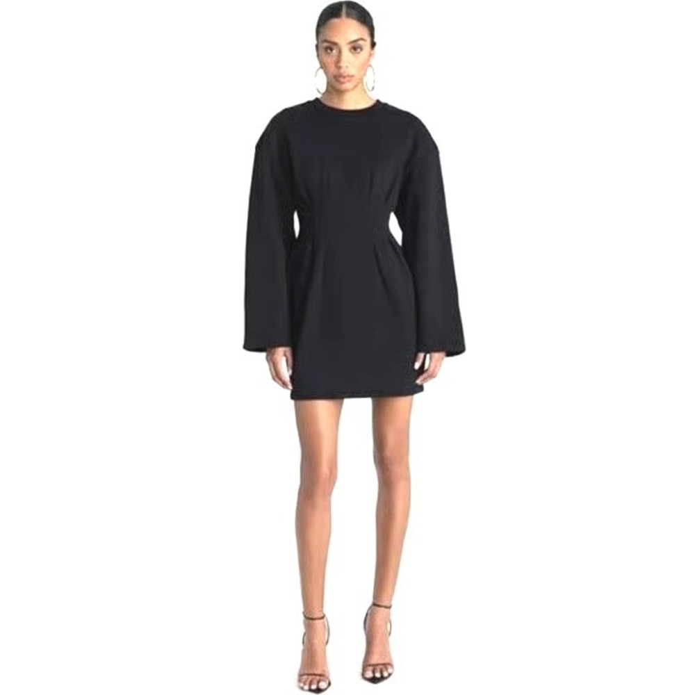 KBB by Kahlana Sweatshirt Dress Women's 1X Black Long Sleeve